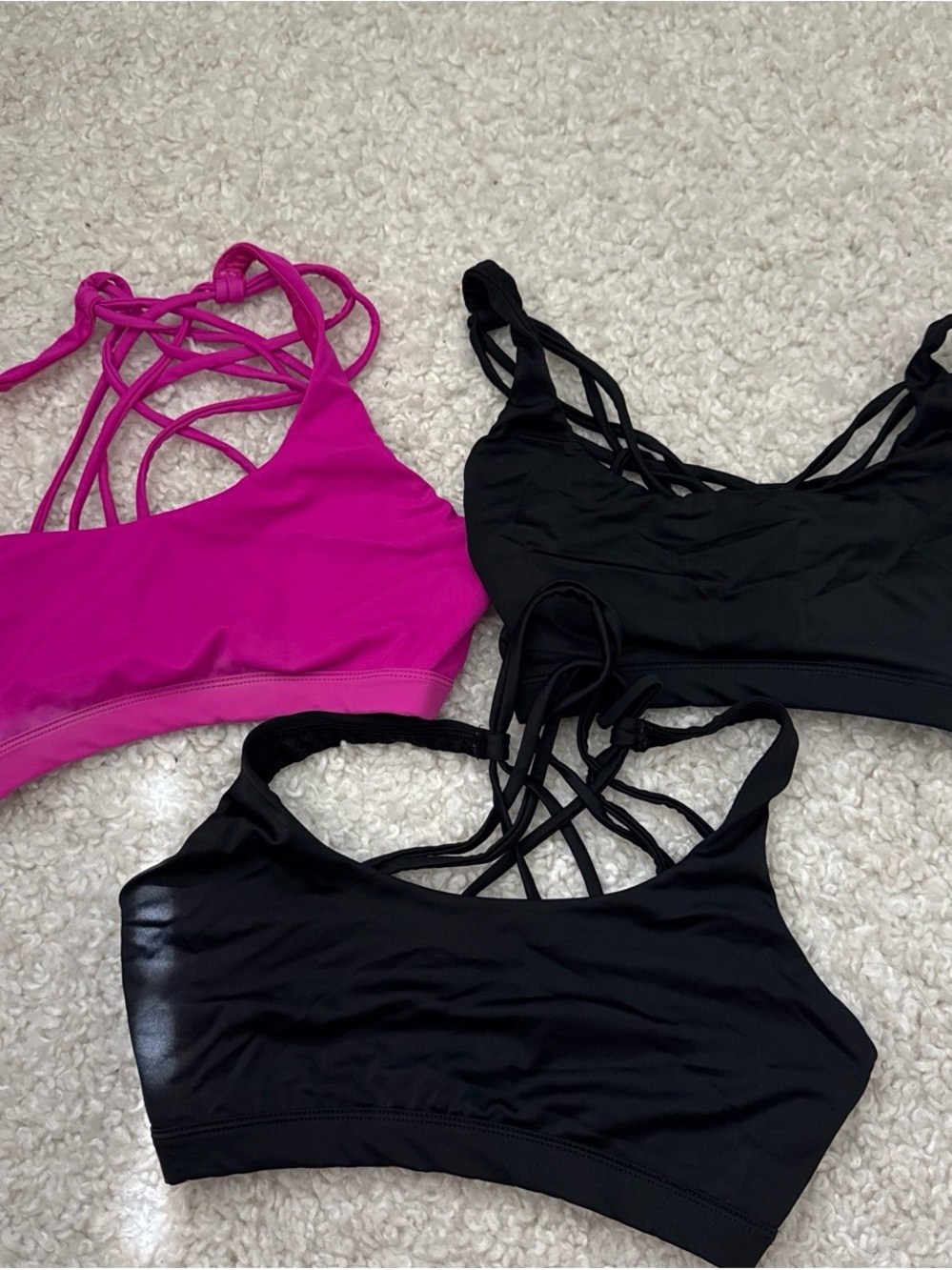 Amazon Strappy Sports Bralettes - Black & Hot Pink